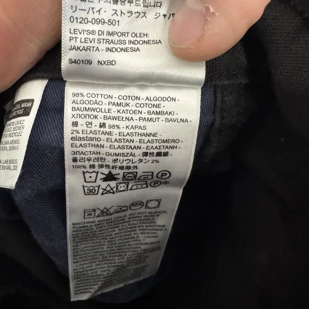 Levis Workwear Fit Jeans Mens 30x30 Black Denim Straight Leg‎